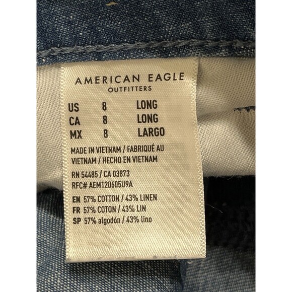 American Eagle Pants 8 Long Blue Cargo Barrel Baggy Jogger Comfort Utility Mom - Picture 9 of 11